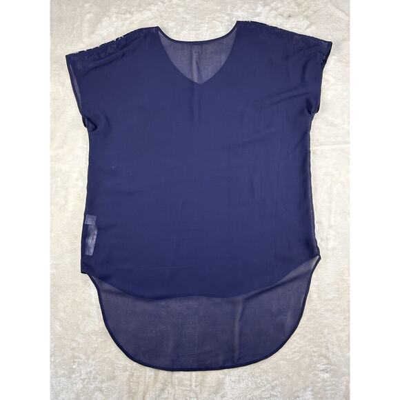 Ariat Shirt Women’s Small Blue Polyester See Through Cap Sleeve Western Rodeo - Picture 2 of 7